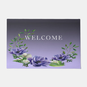 Watercolor Purple Flowers Doormat