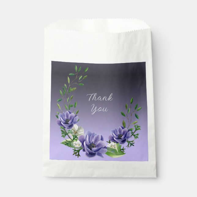 Watercolor Purple Flowers Favour Bag (Front)