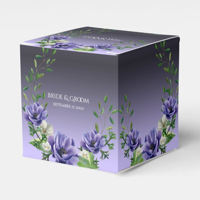 Watercolor Purple Flowers Favour Box (Front Side)