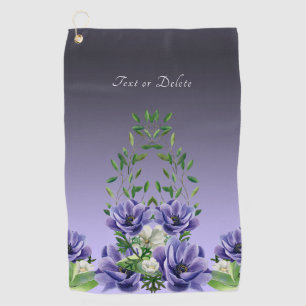 Watercolor Purple Flowers Golf Towel