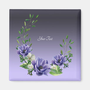 Watercolor Purple Flowers Magnet