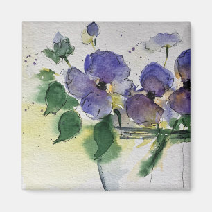 watercolor purple flowers magnet