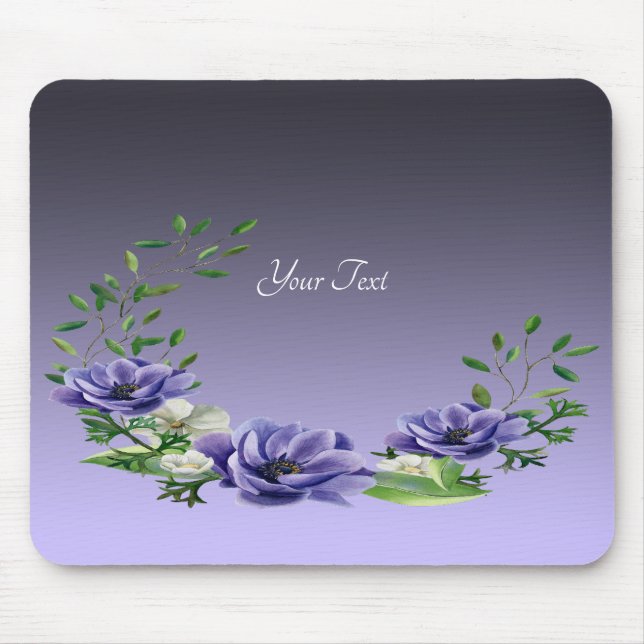 Watercolor Purple Flowers Mousepad (Front)