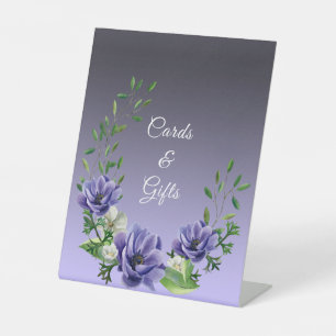 Watercolor Purple Flowers Tabletop Signs