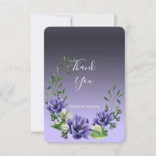 Watercolor Purple Flowers Thank You Card