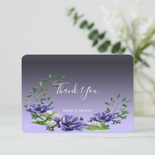 Watercolor Purple Flowers Thank You Card