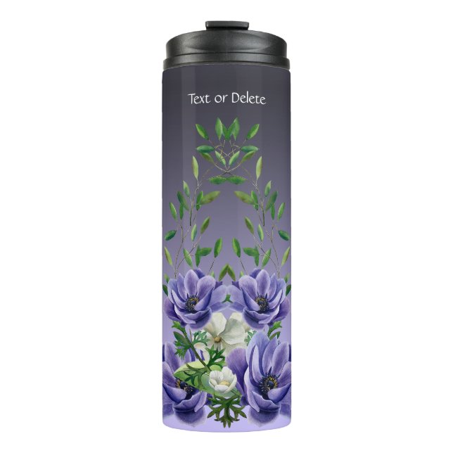 Watercolor Purple Flowers Thermal Tumbler (Front)