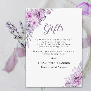 Watercolor Purple Flowers Wedding Set Enclosure Card