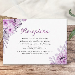 Watercolor Purple Flowers Wedding Set Enclosure Card