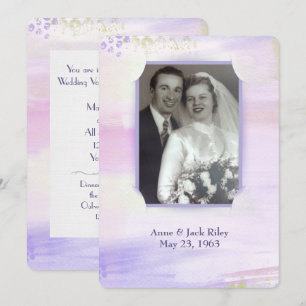 watercolor purple frame for wedding vow renewal invitation