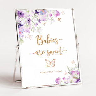 Watercolor purple gold butterfly Babies are sweet Poster