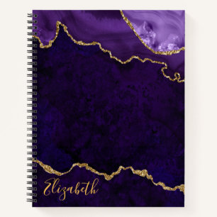 Watercolor Purple Gold Marble Agate Geode Notebook