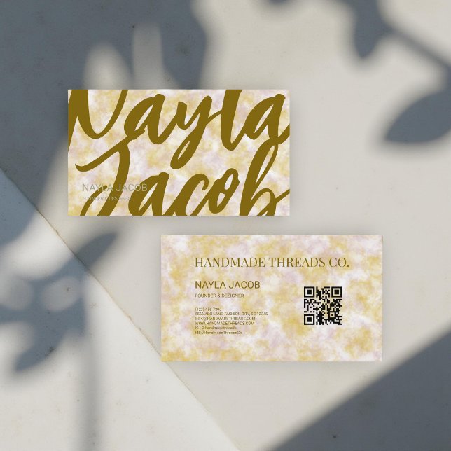 Watercolor Purple & Green Handmade Clothing  Business Card (Creator Uploaded)