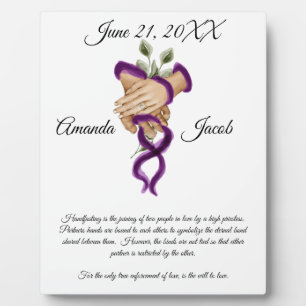 Watercolor Purple Handfasting Art Wedding Keepsake Plaque