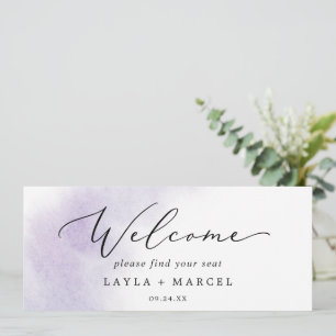 Watercolor Purple Hanging Seating Chart Header