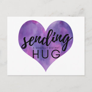 Watercolor Purple Heart Socially Distant Hug Postcard
