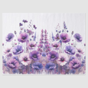 Watercolor Purple Hibiscus Floral Tissue Paper