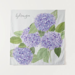 Watercolor Purple Hydrangea Botanical Tapestry