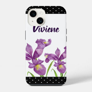 Watercolor Purple Iris Botanical Floral Art iPhone 14 Case