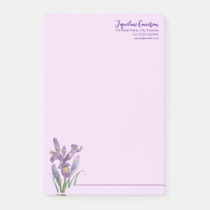 Watercolor Purple Iris Botanical Illustration Post-it Notes