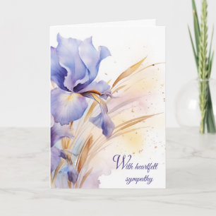 Watercolor Purple Iris Bouquet Sympathy Card