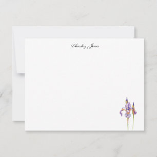 Watercolor purple Iris flower Thank You Card
