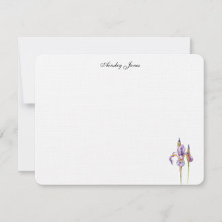 Watercolor purple Iris flower Thank You Card