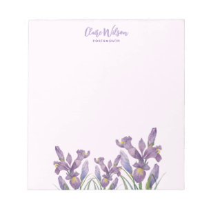 Watercolor Purple Iris Message Notes Reminder