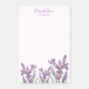 Watercolor Purple Iris Message Notes Reminder
