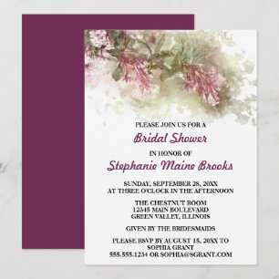 Watercolor Purple Jasmine Wedding Bridal Shower Invitation