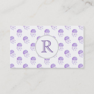 watercolor purple jellyfish business card