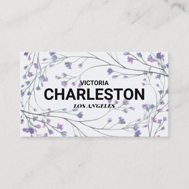 Watercolor Purple Lavender Business Card (Front)