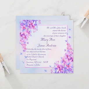 Watercolor Purple Lilac Flower Invite Card