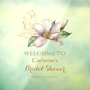 Watercolor Purple Magnolia Bridal Shower Welcome Window Cling