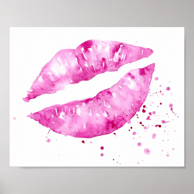 Watercolor Purple Mouth Valentine Poster (Front)