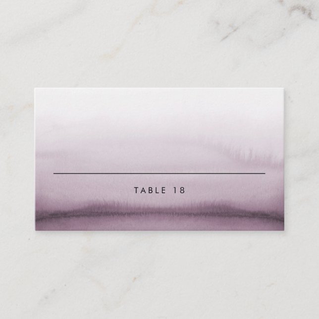 Watercolor Purple Ombre Modern Wedding Place Card (Front)