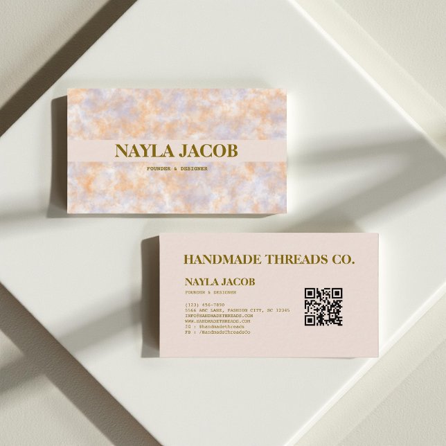 Watercolor Purple & Orange Handmade Clothing  Business Card (Creator Uploaded)