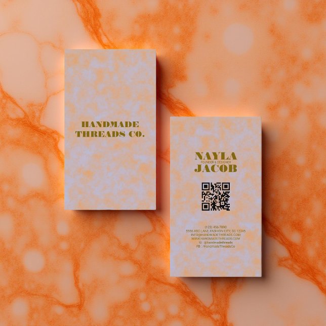 Watercolor Purple & Orange Handmade Clothing Business Card (Creator Uploaded)