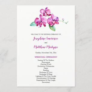 Watercolor Purple Orchid Floral Wedding Programme