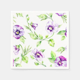 Watercolor Purple Pansy Napkin