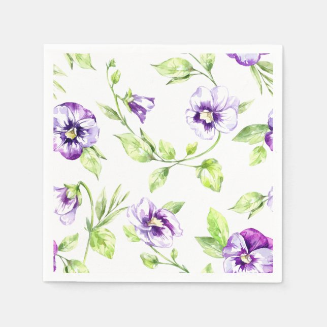 Watercolor Purple Pansy Napkin (Front)