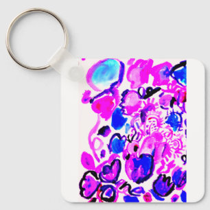 Watercolor purple peacock key ring