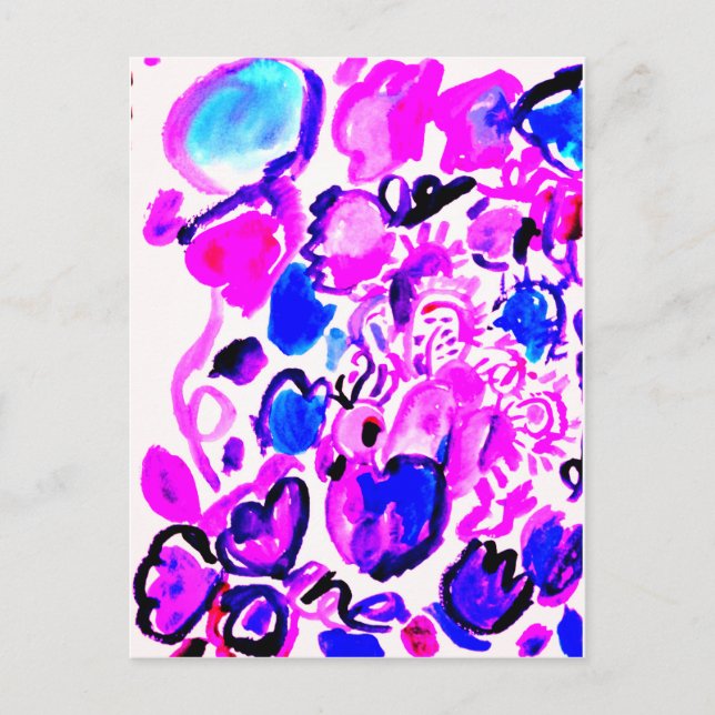 Watercolor purple peacock  postcard (Front)