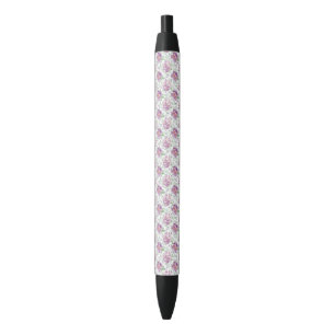 watercolor purple peony black ink pen