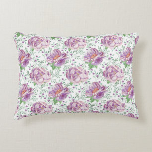 watercolor purple peony decorative cushion