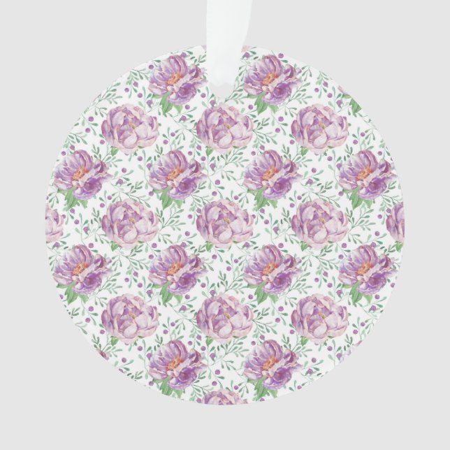 watercolor purple peony ornament (Front)