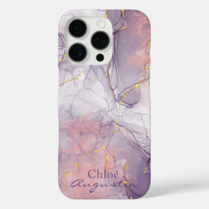 Watercolor Purple Pink alcohol Ink gold glitter C iPhone 16 Pro Case