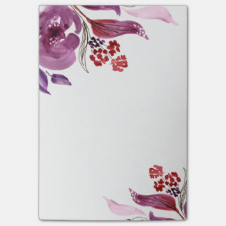 Watercolor Purple + Pink Floral Notes