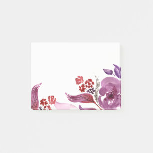 Watercolor Purple + Pink Floral Post-It Notes