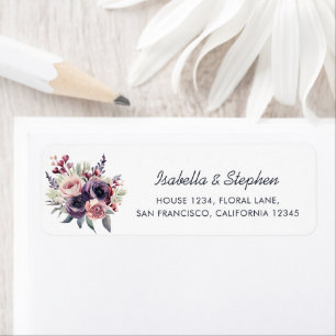 Watercolor Purple Pink Floral Return Address